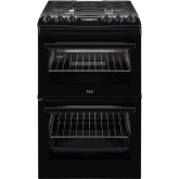 AEG CGX1130ACB 
55cm Gas Cooker, Gas Double Oven with electric grill, Clock and Minute Minder, Light