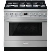 Smeg CPF9GPX 90Cm 'Portofino' Cooker With Pyrolytic Multifunction Oven And Gas Hob