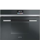 Smeg SF4140MCN Combination Microwave Oven, Vapor Clean, Compact 45 Cm, Linea, Black, Energy Rating: 