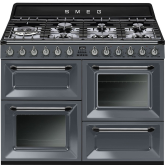 Smeg TR4110GR 110cm Dual Fuel Rangecooker with Triple Oven and Gas Hob - Slate Grey