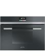 Smeg SF4140MCN Combination Microwave Oven, Vapor Clean, Compact 45 Cm, Linea, Black, Energy Rating: