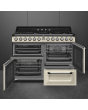 Smeg TR4110P1 110cm Dual Fuel Rangecooker with Triple Oven and Gas Hob - Cream