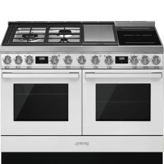 Smeg CPF120IGMPWH 120Cm 'Portofino' Cooker With Steam Oven And Gas/Induction Hob