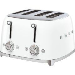 Smeg TSF03WHUK 4 Slice Toaster, 4 Large Slots, In White