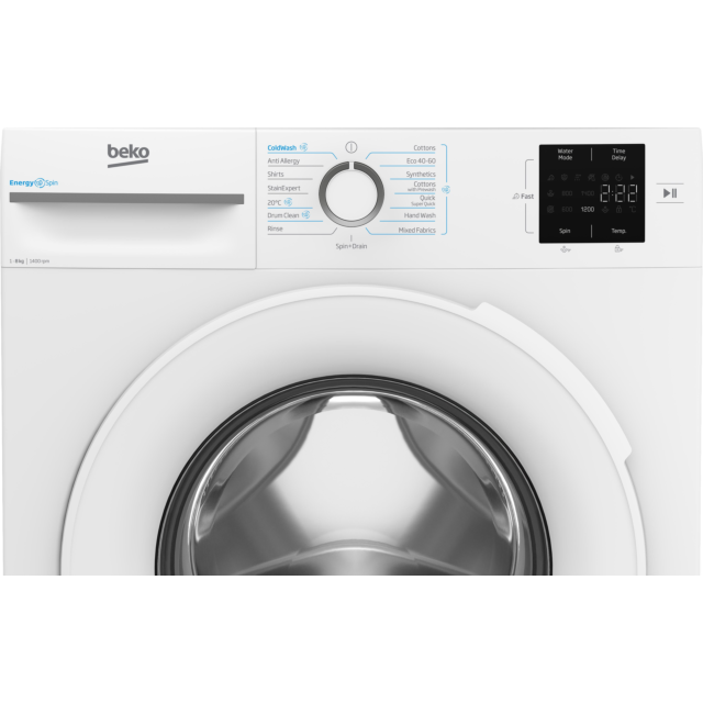 Beko BMN3WT3841W 8kg 1400 Spin RecycledTub Washing Machine - White