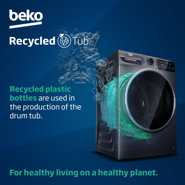 Beko BMN3WT3841W 8kg 1400 Spin RecycledTub Washing Machine - White
