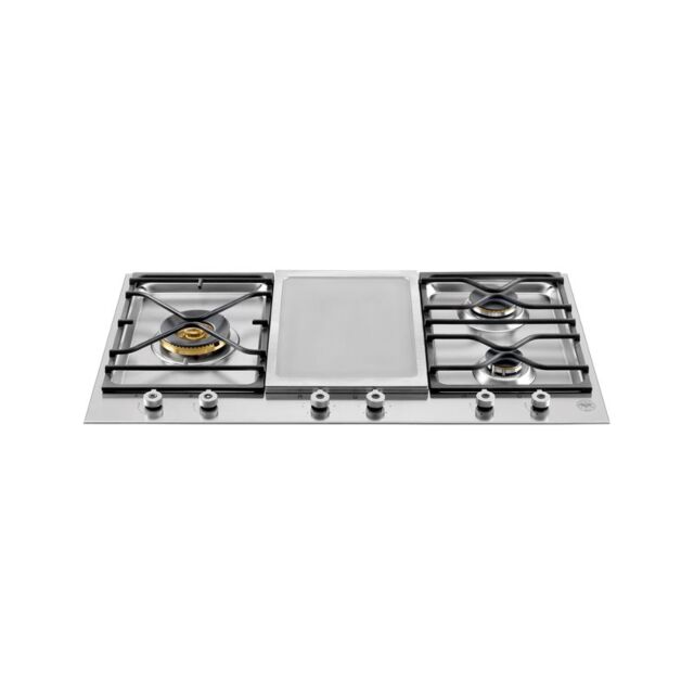 Bertazzoni PM3630GX Segmented 90cm Gas Hob with 3 burners and electric griddle