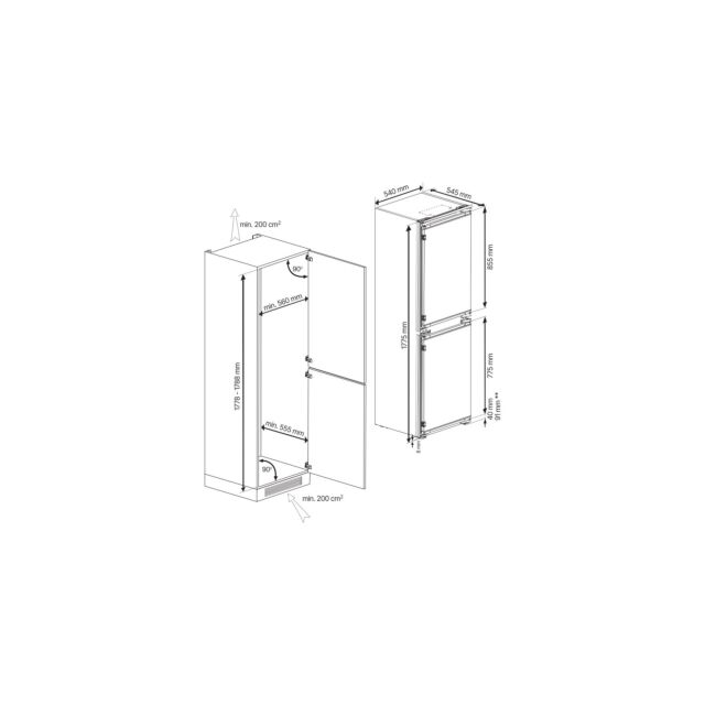 Blomberg KNE4564EVI 54cm Integrated 50/50 Frost Free Fridge Freezer