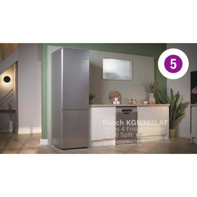Bosch KGN392LAF 60cm 70/30 Fridge Freezer - Stainless Steel