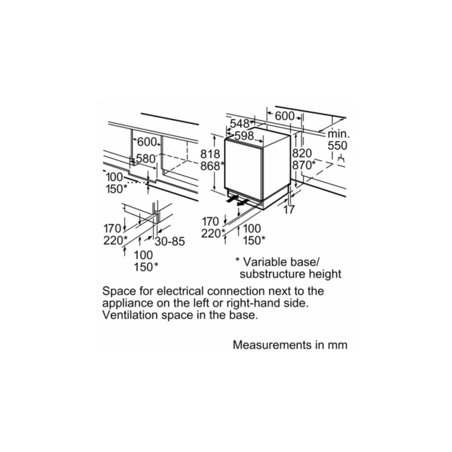 Bosch KUR15AFF0G Series 6 Built-Under Fridge