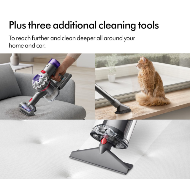 Dyson V8ABS-2023 Cordless Stick Vacuum Cleaner - 40 Minutes Run Time - Silver/Yellow