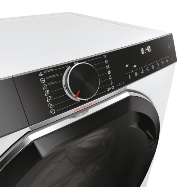 Hoover H7W 412MBC-80 H-Wash 700, 12kg 1400rpm Washing Machine, White with Black Door, WiFi, 14/30/44