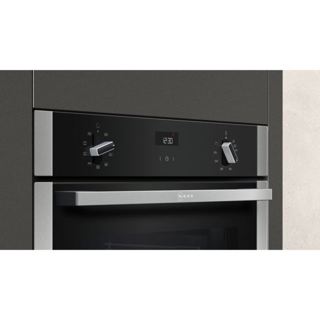 Neff B1ACE4HN0B 59.4cm Built In Electric CircoTherm Single Oven - BLACK/STEEL