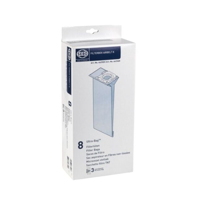 Sebo 6629ER Filterbox K - Contains 8 Replacement Ultra Filter Bags