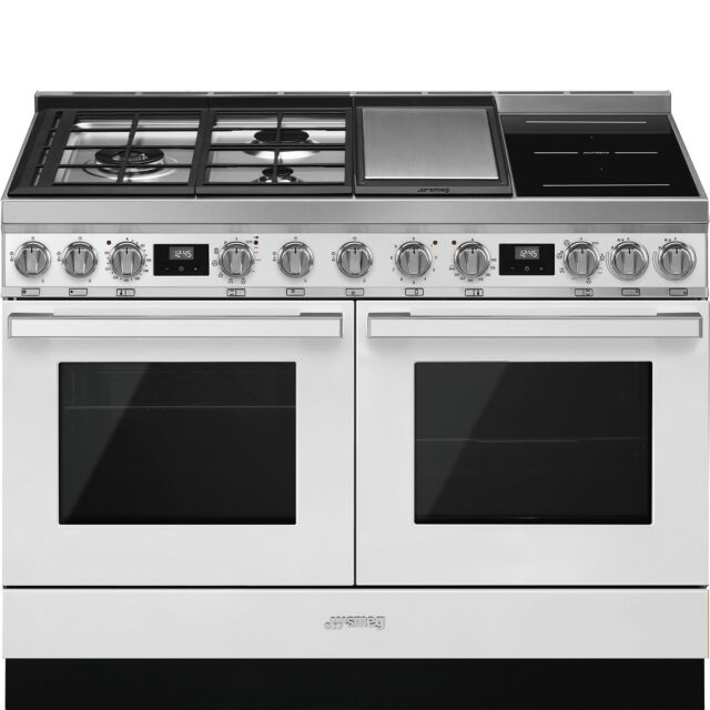 Smeg CPF120IGMPWH 120Cm 'Portofino' Cooker With Steam Oven And Gas/Induction Hob