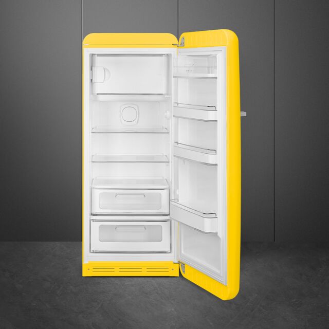 Smeg FAB28RYW5 60cm 50s Style Right Hand Hinge Fridge with Icebox Yellow