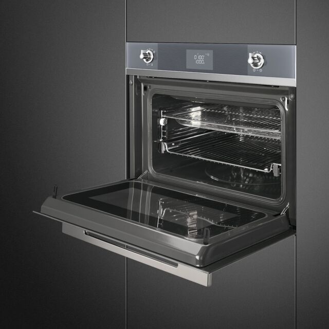 Smeg SF4102MCS Linea 45Cm Combi Oven Microwave With Vapor Clean