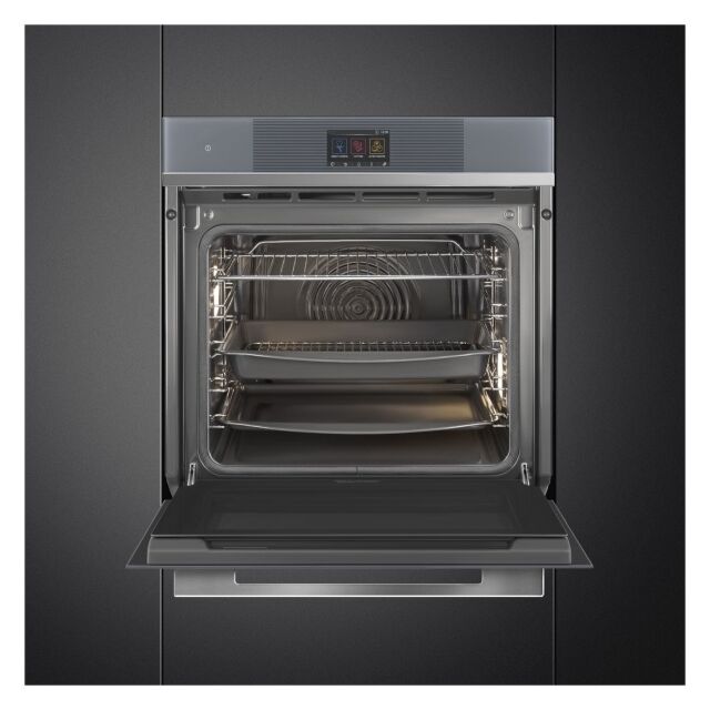 Smeg SOP6104TPS 60cm Linea Pyrolytic Single Oven with VIVOScreen Silver Glass