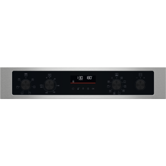 Zanussi ZKCNA7XN 59.4cm Electric Double Oven - Stainless Steel & Black